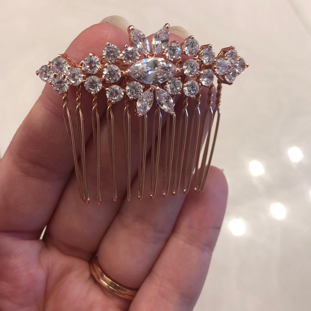 Rose gold bridal comb